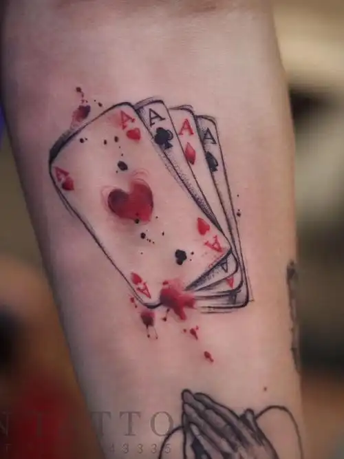 扑克牌纹身_纹身图案手稿图片_刘鑫的纹身作品集