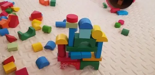 宝宝堆积木,推的很高呢