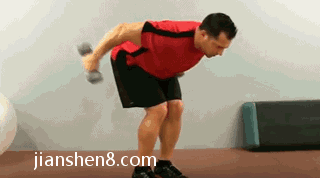 哑铃俯身臂屈伸 -单臂哑铃俯身臂屈伸动作图解-健身吧