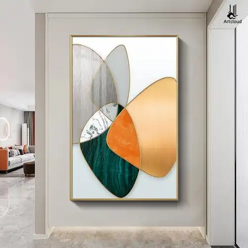 轻奢入户玄关装饰画现代简约抽象竖版