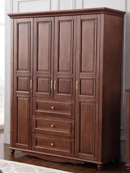 美式实木衣柜六门加顶简约双门衣橱1.6米四门2m长五门储物柜收纳