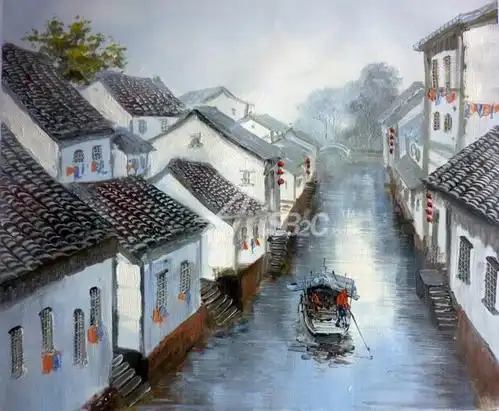 油画印象乌镇江南水乡系列油画ocz226