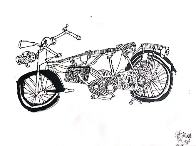 大圣少儿美术 摩托车 写生 速写 线描