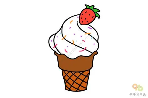草莓冰激凌简笔画教程_冰淇淋简笔画