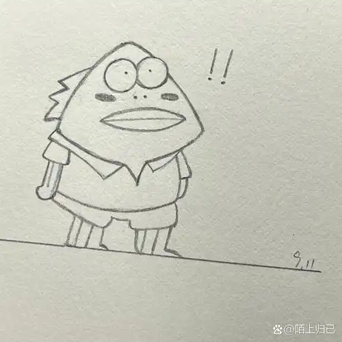 路人甲乙丙丁小鱼人 简笔画 海绵宝宝 临摹至