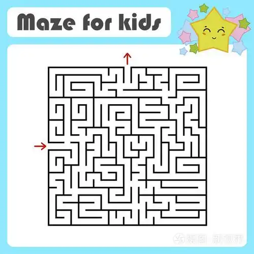 抽象的方形迷宫. 孩子们的工作表. 活动页面. 儿童游戏拼图.