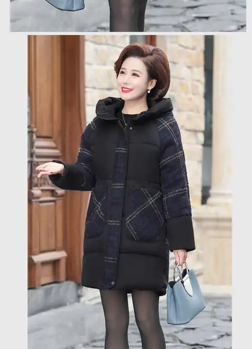 雅鹿 中老年棉服女秋冬中长款加厚妈妈冬装外套气质羽绒棉袄保暖棉