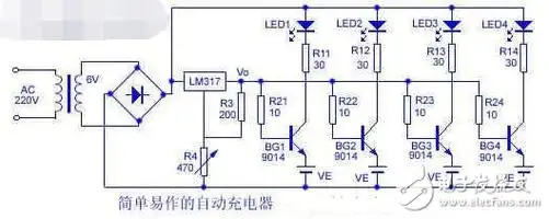 简易12v充满自停电路图(六款充满自停电路分析)