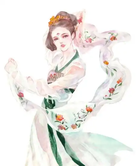 古风水彩手绘女子起舞 - 汉服二次元 - 胖科笔记
