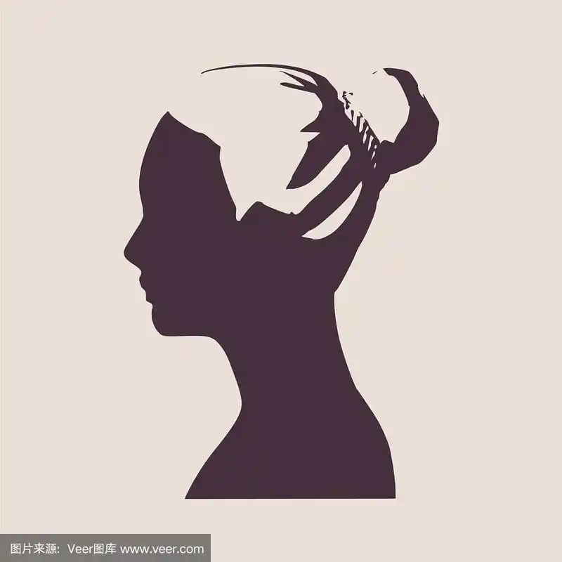 一个女性头部侧面的剪影