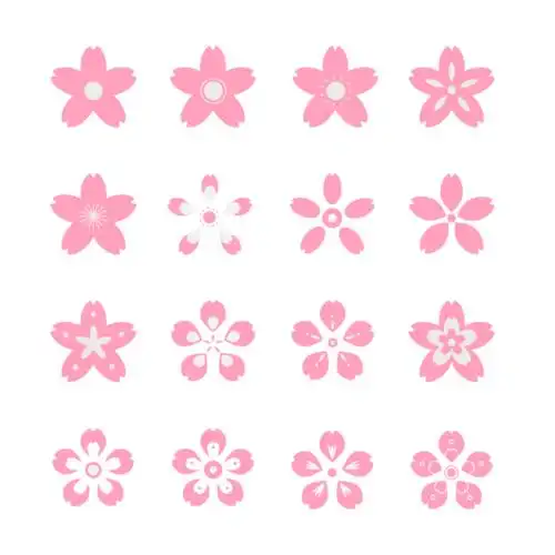 16种粉色樱花花瓣矢量素材aiepspng