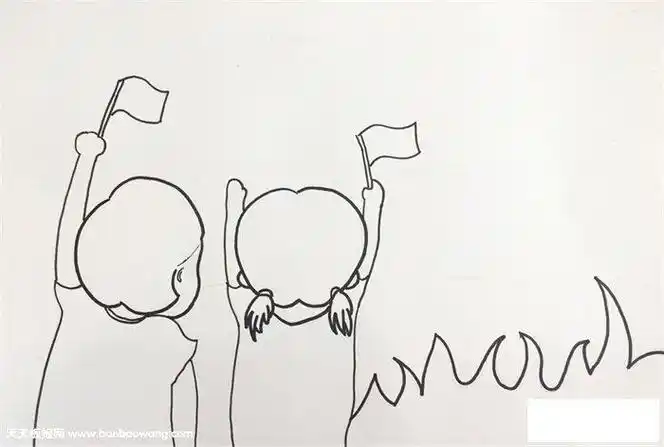 女生填色简笔画大全我和我的祖国简笔画步骤图解向国旗敬礼儿童画简笔