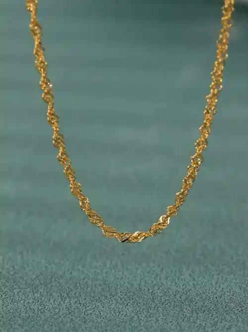 赛菲尔七夕节礼物足金9999水波纹黄金项链粗细女款首饰金项链送礼约