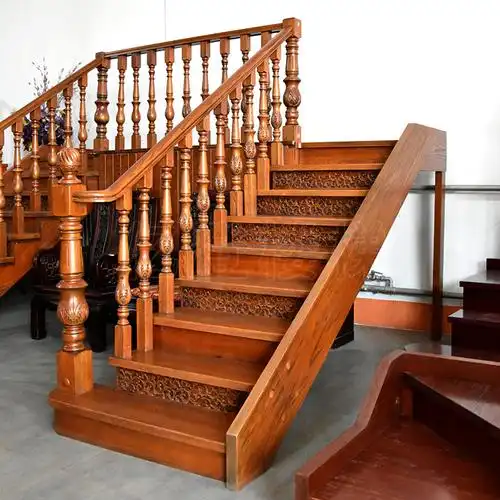 原木实木楼梯 亿登楼梯图片