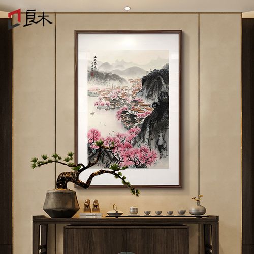 宋文治江南春晓图新中式玄关装饰画餐厅挂画客厅国画书房风景壁画