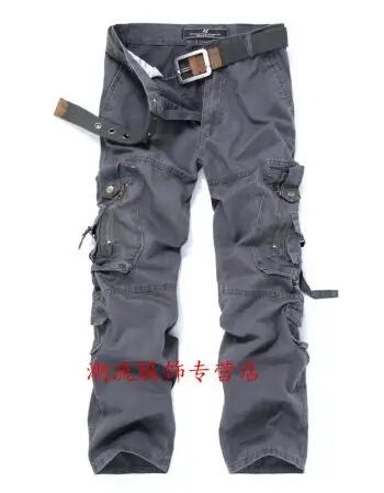 男裤子多包宽松工装长裤潮秋季男士工装裤兜大码秋冬款直筒休闲裤