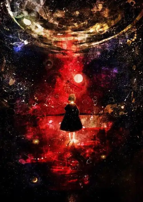 画师katsuo的星空少女,好美!喜欢这种梦幻的感觉!