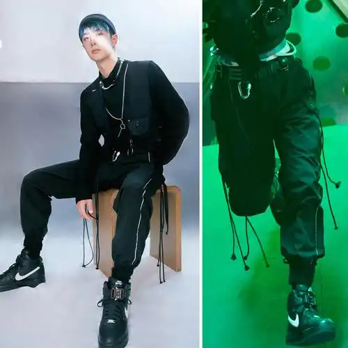 王一博同款绑带休闲裤阔腿裤男女高腰显瘦百搭束脚工装裤潮裤子