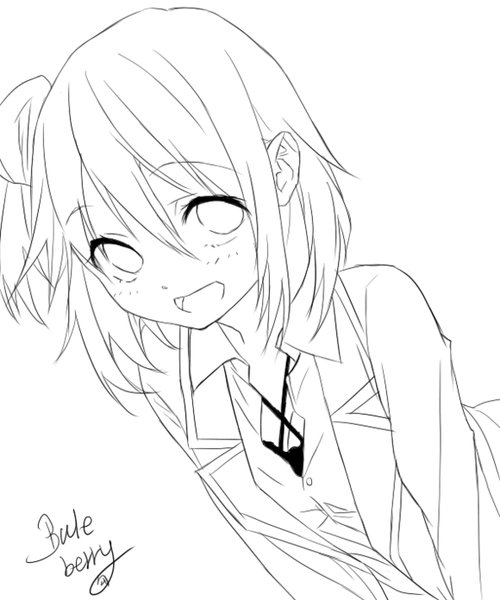 动漫线稿素材黑白手绘二次元