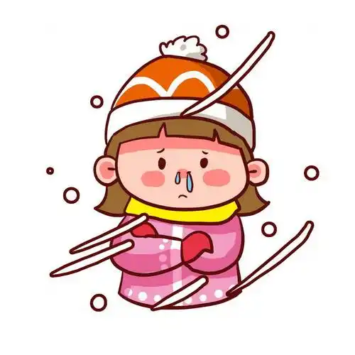 冬天寒风中被冻得流鼻涕的卡通女孩表情包4869518免抠图片素材 人物