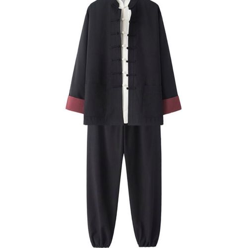 武当太极服男秋冬季中国风太极服加厚加绒双层棉麻太极表演服新款