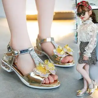 kutdoty女童凉鞋童鞋11夏季46中大童8学生鞋9女孩10岁12高跟鱼嘴鞋