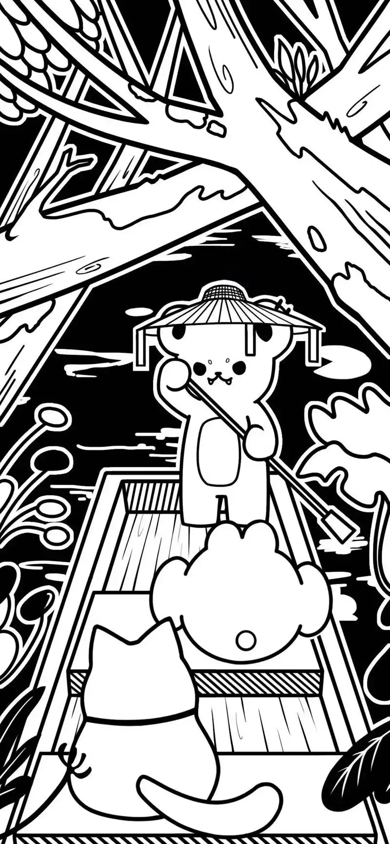 黑白创意卡通插画手机壁纸 高清壁纸无水印