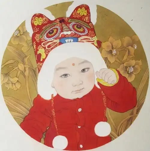 置爱艺术家定制儿童肖像工笔画刘莹莹作品