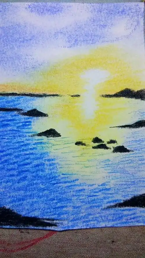 当故宫遇上雪#你喜欢大海吗?色粉笔和彩铅画大海.