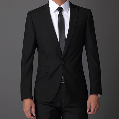 黑色单西服上衣青年男正装西装外套一粒扣上班面试职业装婚礼西服