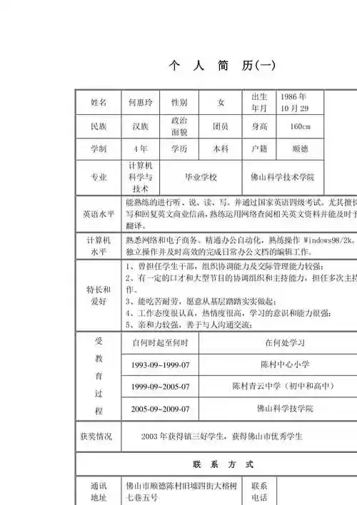 个人简历模板应届毕业生(一)(6页)copyright