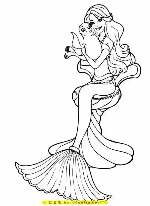 岁女孩子们都会喜欢的小美人鱼公主涂色图片-红豆饭小学生简笔画大全