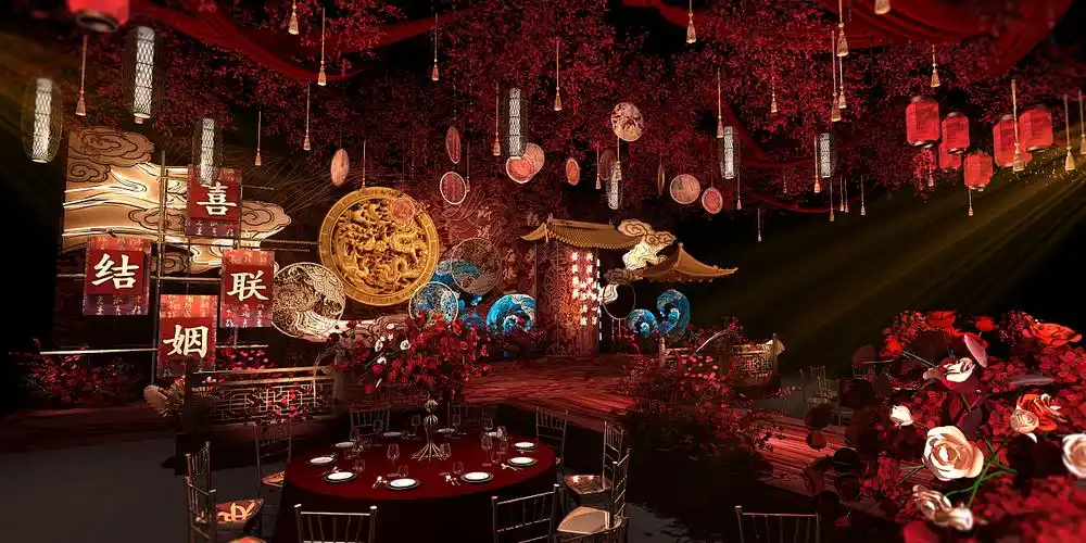中式婚礼堂3d设计作品