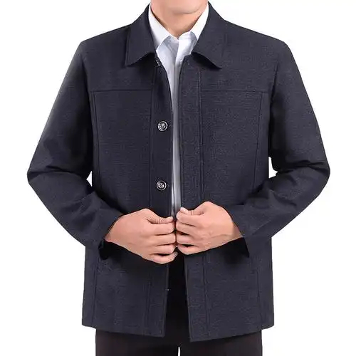 秋季中年男士夹克衫中老年人男装外套秋冬爸爸装40岁50中年男装