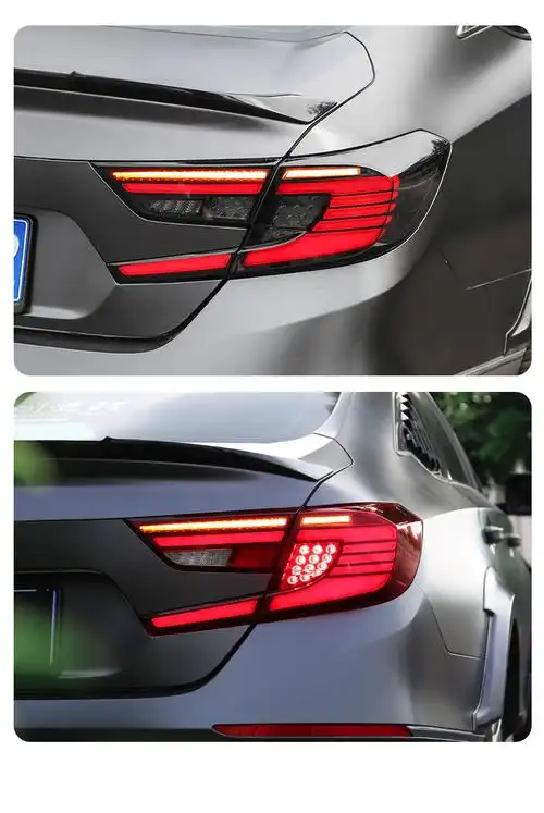 适用十代半雅阁尾灯总成改装白底星空鱼骨奥迪熏黑款流水后杠大灯 10.
