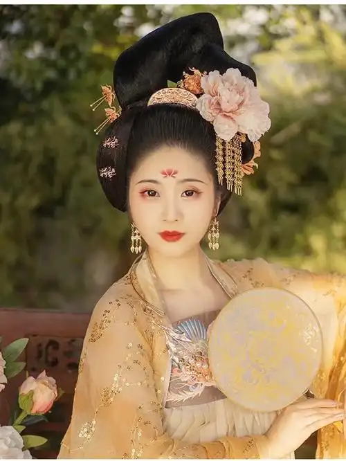 古装造型带抱面垫发两侧唐风发型短发古风假发包女圆牛角影楼发髻