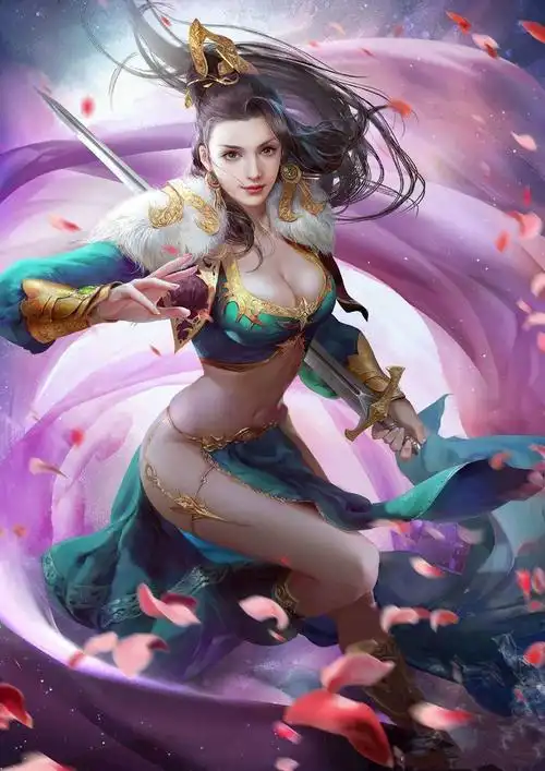 2k手机中国风古装3d古风美女长发肚兜 舞剑超高清壁纸 - 国产动漫