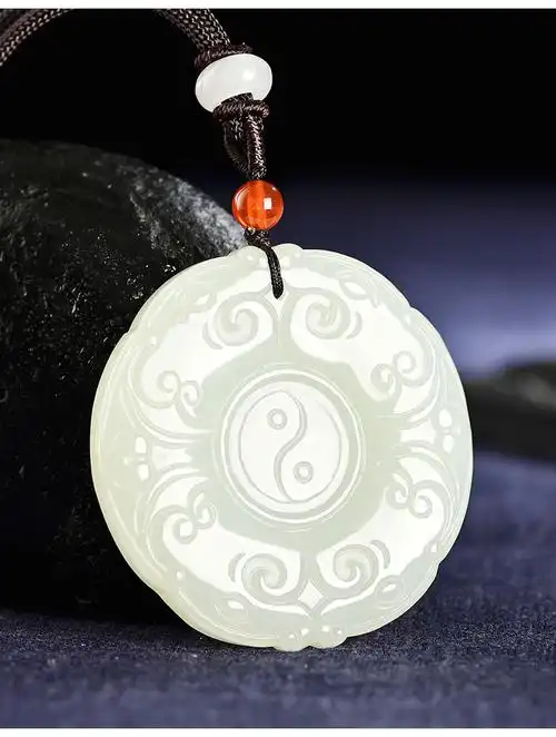情人节礼物幸福神天然和田玉白玉太极八卦玉吊坠挂件男女款玉佩道教