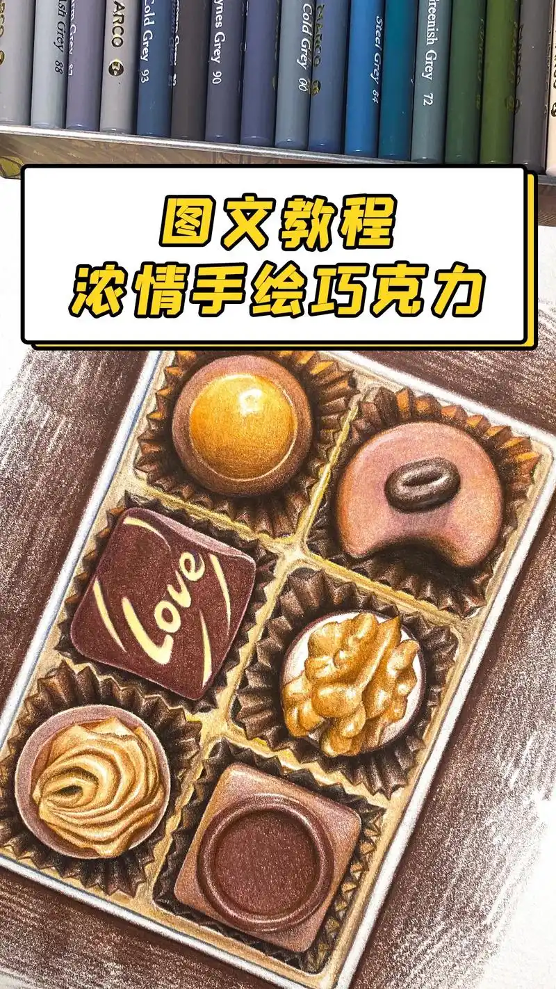 【彩铅】95用马可大师彩铅,描绘诱人巧克力,让生活的滋味多一 - 抖