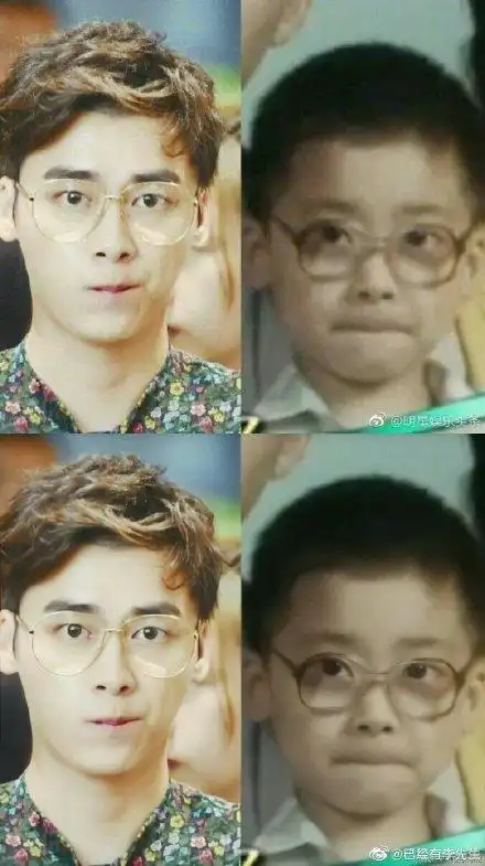 母胎美男认证!李易峰童年修复照眉眼精致帅气
