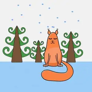 松鼠在冬天森林里睡觉照片