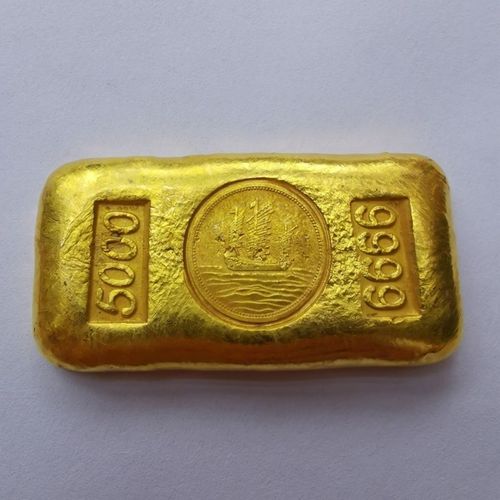 乡下收来的真品民国一帆风顺金条金锭元宝 黄铜鎏金实心金条收藏