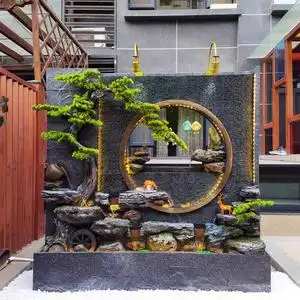 水幕墙假山流水装饰花园鱼池阳台造景办公室玄关水景客厅景观摆件