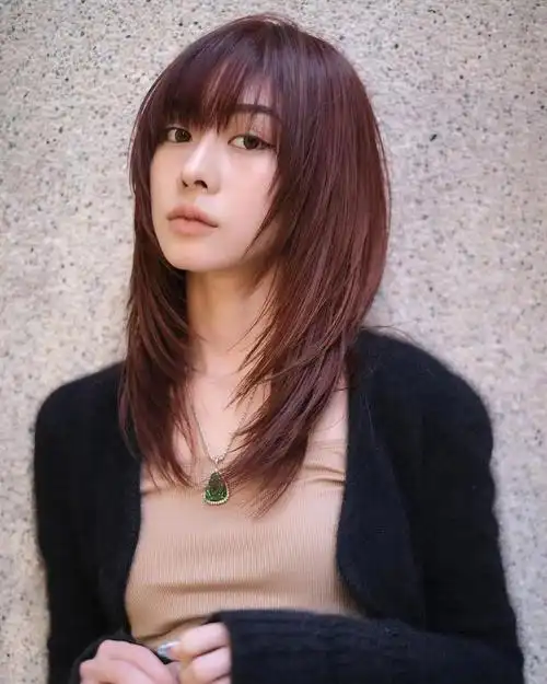 高层次碎发粉棕色