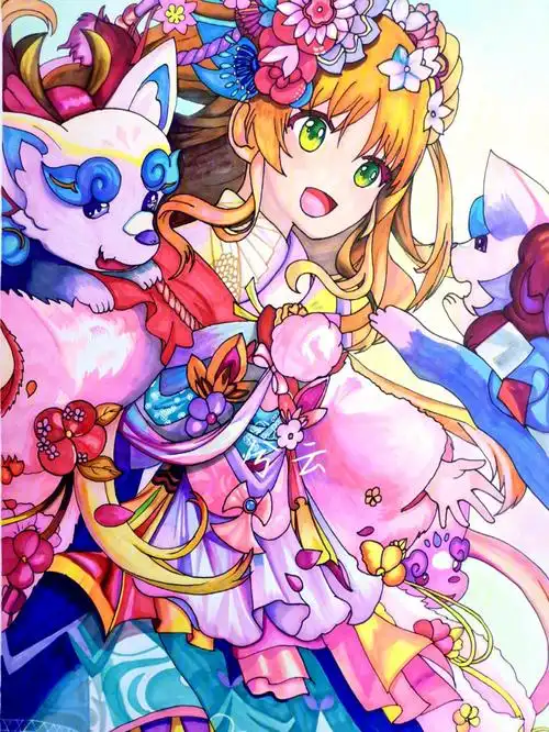 终于画完了,真正意义上的第一幅马克笔漫画#马克笔手绘动漫  #治愈系