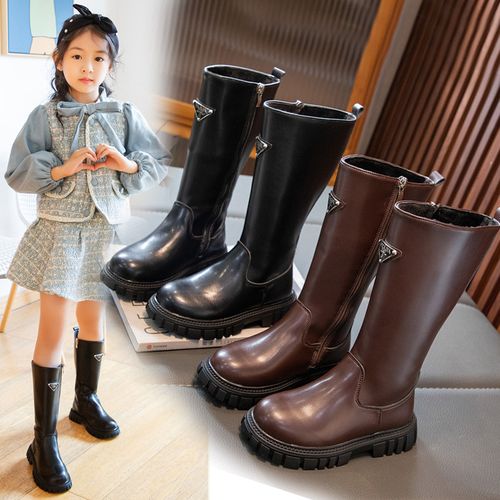 女童靴子韩版英伦风儿童高筒靴冬季2023新款中大童小女孩公主长靴
