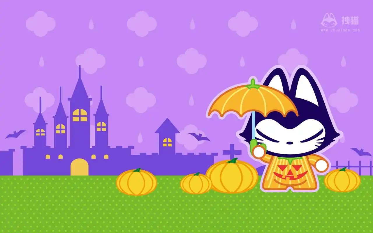 卡通拽拽猫万圣节节日主题系列桌面壁纸高清(3)