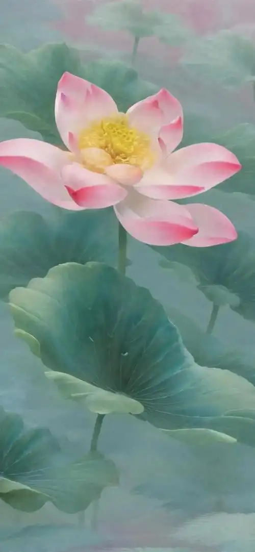 莲花壁纸,远观莲花,如霞似雪,洁白无瑕