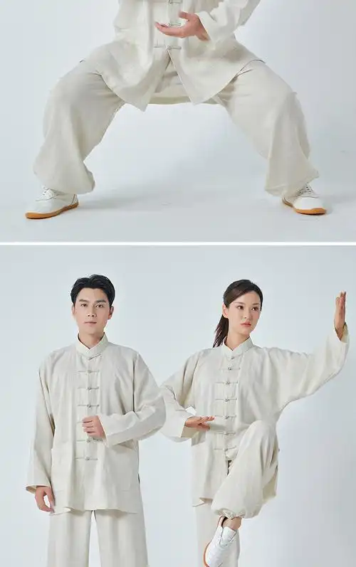太极服亚麻2022春夏新款飘逸透气吸汗中老年晨练练功服太极拳服装小和