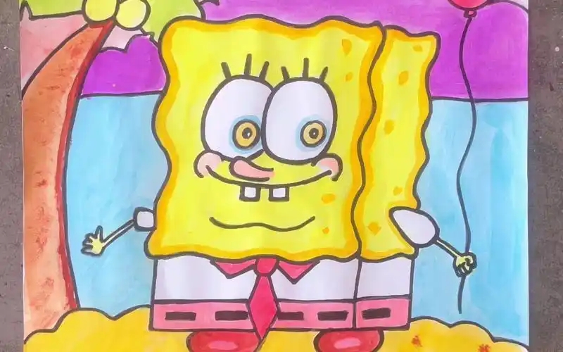 可爱海绵宝宝简笔画,这样画简单又好看